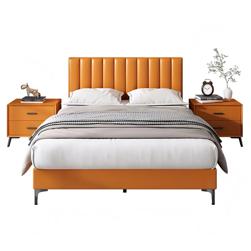 Fascia alta postmoderna in pelle per dormire letti imbottiti camera da letto mobili King Size divano letto