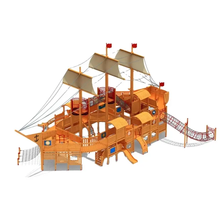 Barco pirata Parque de Atracciones Columpio de madera niños paseos al aire libre juego juguetes tobogán de madera