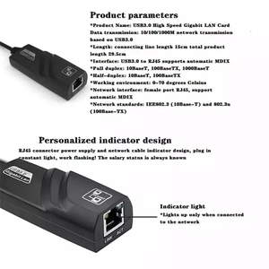 USB3.0千兆以太网适配器Realtek外部有线网络局域网10/100/1000 Mbps适用于笔记本电脑RJ45 USB 3.0局域网适配器 - Product Image 6