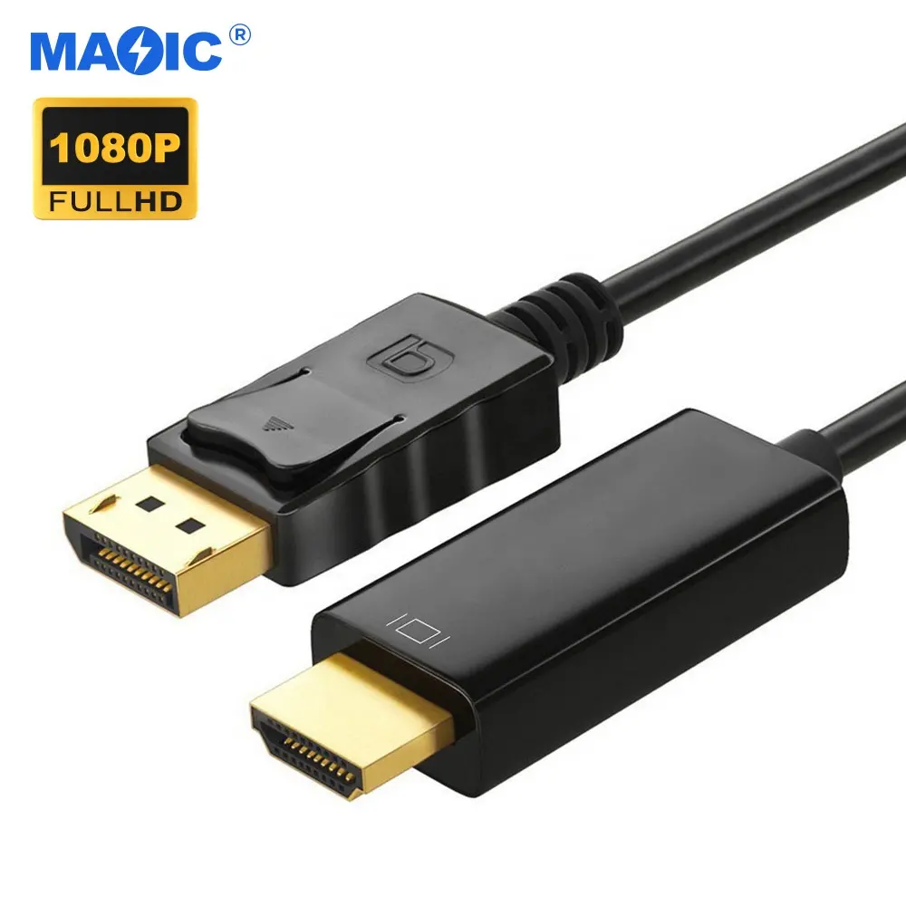 Promotie Hoge Kwaliteit Vergulde Kop 6ft Zwart Dp Naar Hdmi 1.8M 1080P Displayport Dp Naar Hdmi Man Naar Mannelijke Hdtv-Kabel