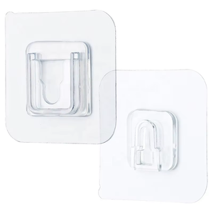 工具用防水可拆卸双面胶塑料实心透明壁挂式挂钩 - Product Image 1