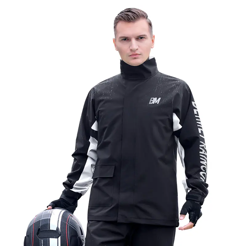Beimei เสื้อกันฝนโพลีเอสเตอร์สำหรับผู้ชายเสื้อกันฝนนำกลับมาใช้ใหม่กันน้ำสำหรับผู้ขับขี่รถจักรยานยนต์