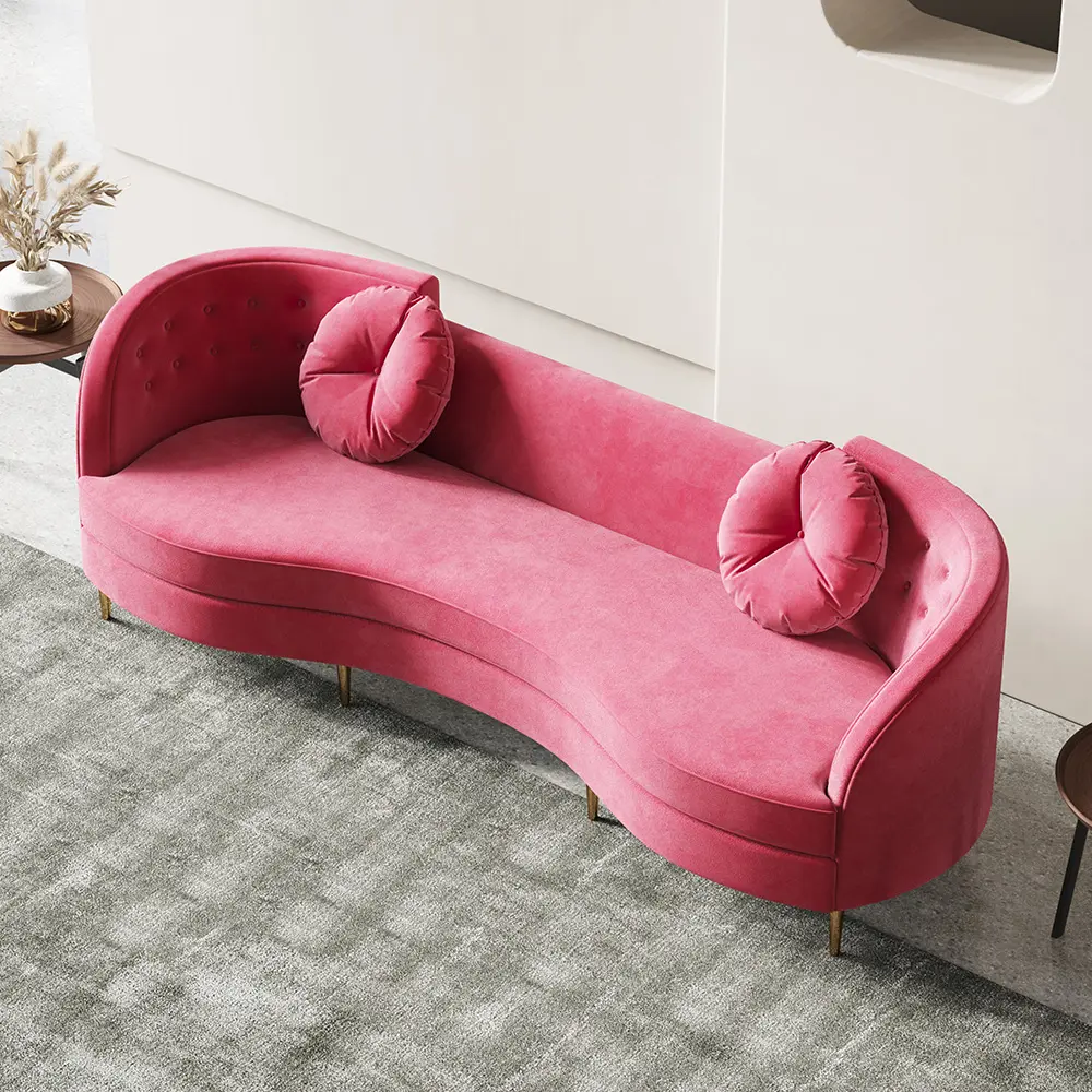 Canapé Convertible en velours, Futon rose, Convertible, incurvé, réglable, pour salon, fauteuil