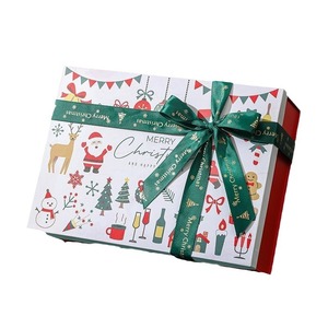 Toptan kişiselleştirme renk baskılı noel baba noel elma hediye paketleme karton kutu şerit ile
