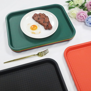 Wholesale Nordic Style 14 Inches <strong>PP</strong> Plastic Tea <strong>Tray</strong> <strong>Rectangular</strong> Dark Green Fast Food Serving <strong>Tray</strong> for Household &amp; Hotel Use - Product Image 2