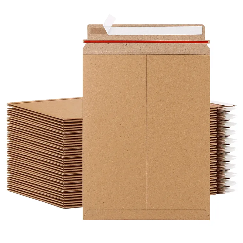 Recycling Mailer Custom ized Printed Recycled Erweiterbares Kraft papier Starre flache Pappe Buch Mailer Umschlag zum Verpacken