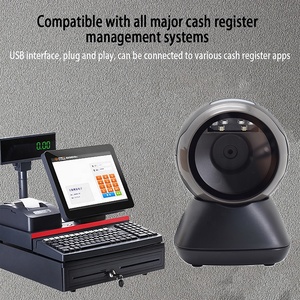 Escáner omnidireccional 1D/2D Escáner de código QR Lector de código de barras Escáner de código de barras de matriz de datos 2D de detección automática de escritorio para ventas