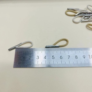 Venta al por mayor, tamaño personalizado, 2mm de espesor, Beige, púas dobles, cuerda elástica, extremo de Metal, etiqueta del Tesoro para prendas, púas dobles elásticas - Product Image 4