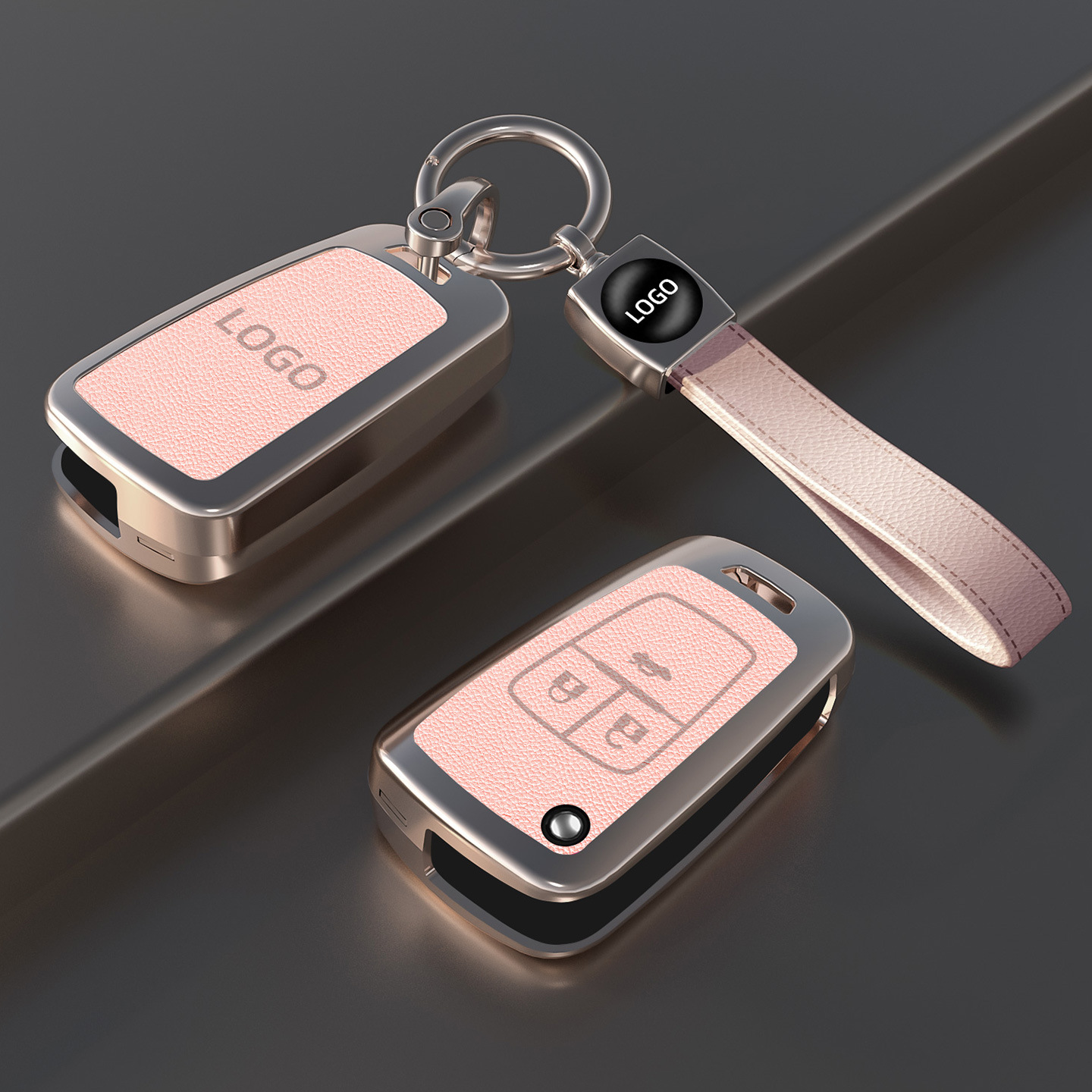 Ensemble de 3 clés pliantes roses avec dragonne.