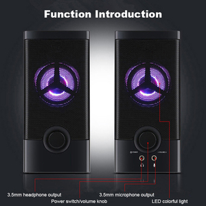Altavoz Nuevo diseño 2,0 USB Computadora de escritorio Altavoz de juegos con luz LED con cable con entrada de auriculares y entrada de micrófono - Product Image 2