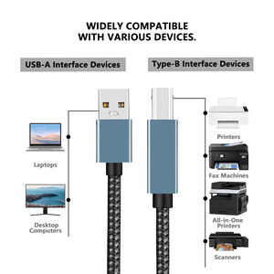 Cable de impresora USB2.0 Puerto tipo C Alta velocidad Multi USB a tipo B 2,0 Cable de datos Universal Cable de impresión trenzado de nailon - Product Image 5