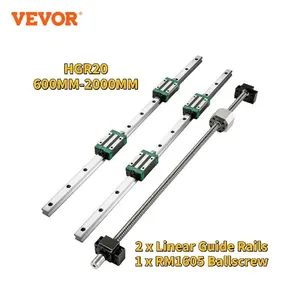 VEVOR HGR20 2 uds rieles de guía lineal 600-2000MM 4 bloques deslizantes RM1605 husillo de bolas con tuerca de bola BF12/BK para enrutadores DIY - Product Image 2