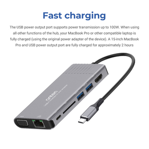 Hub 7 Port C tipi adaptörü ile Ethernet kulaklık jakı usb-c yuvası kart okuyucu - Product Image 4