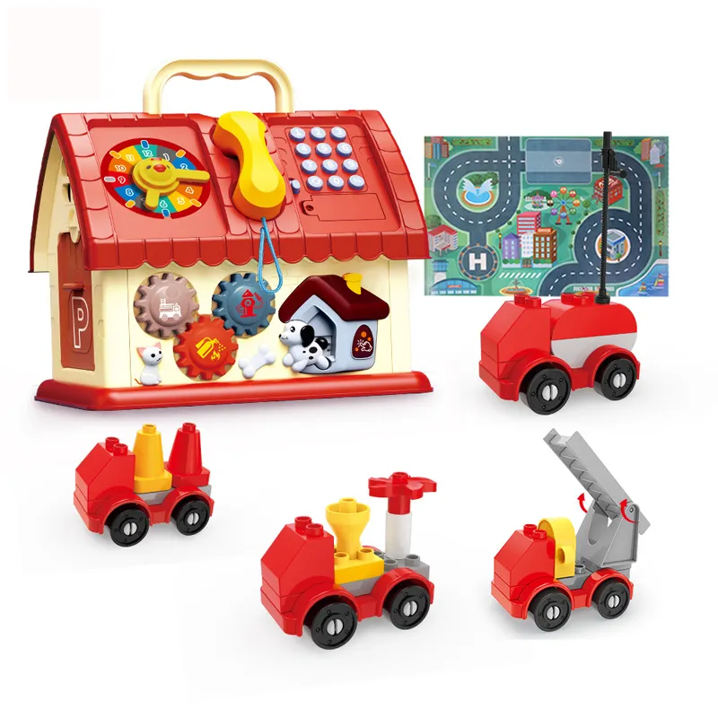 Jinming bebé actividad Musical cubo juguetes educativos bloque juguete bebé casa forma con coche de dibujos animados