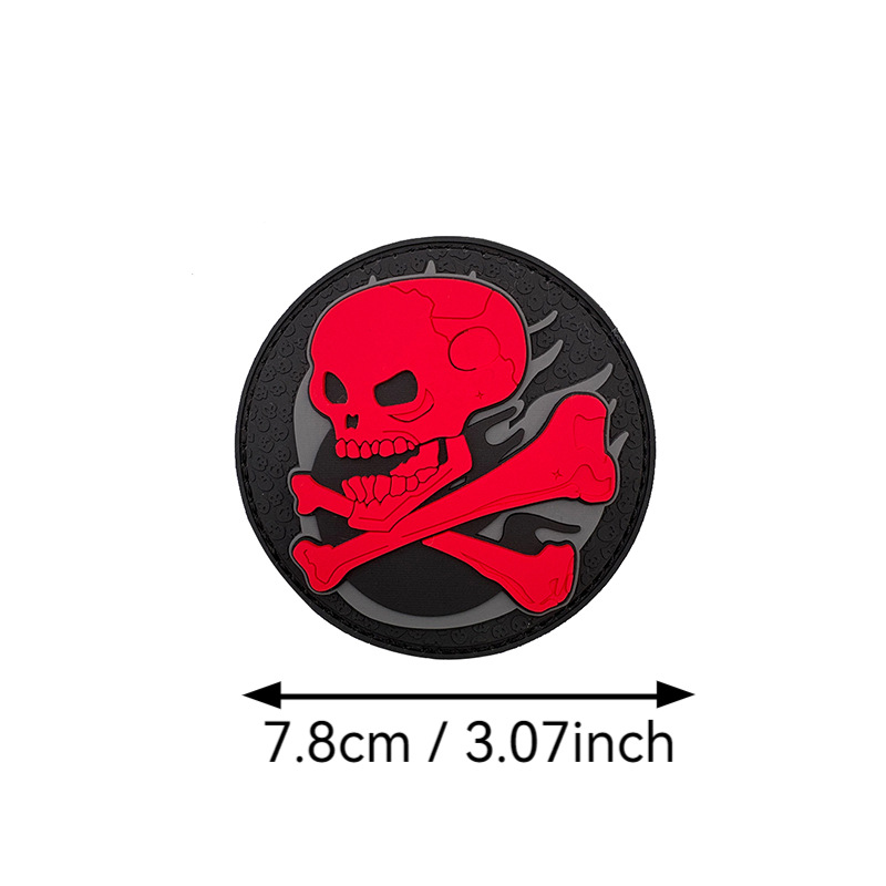 Circular Skull (Black with Red Background)