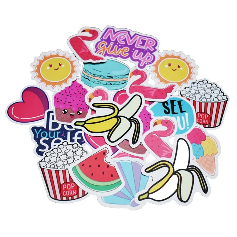 Custom Schattige Waterdichte Vinyl Laptop Sticker Anime Labels Prive Design Custom Cut Zelfklevend Papier Cartoon Stickers 100 Stuks