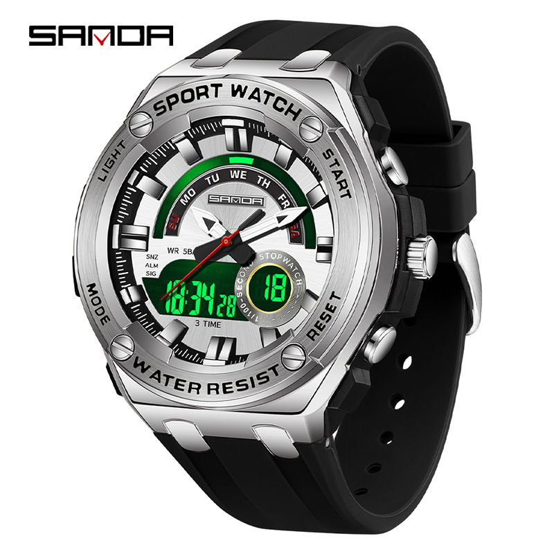 3 green silver black