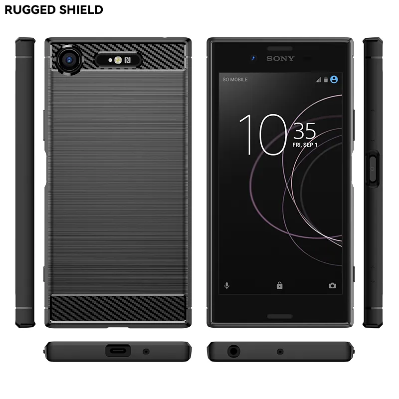 Funda trasera de fibra de carbono a prueba de golpes para Sony Xperia XZ1