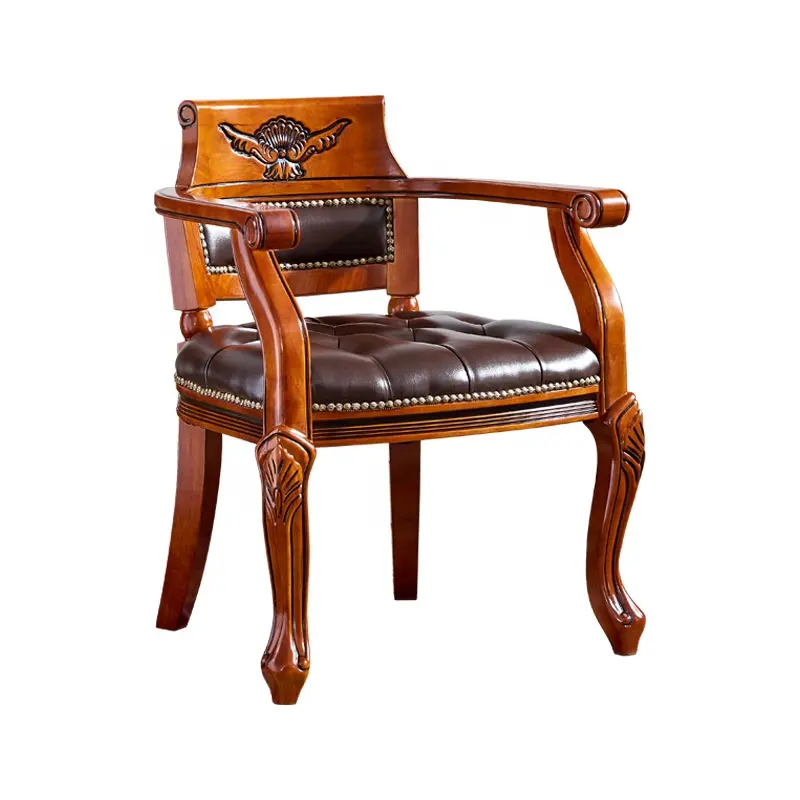Avrupa tarzı antika klasik yemek sandalyeleri kahverengi meşe ahşap yemek odası mobilyası yemek masası seti lüks sandalye ile