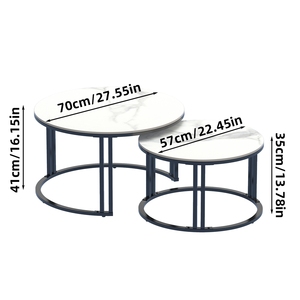 コーヒーテーブルセット2モダン焼結石ネスティングソファリビングルーム用アクセントテーブル - Product Image 4