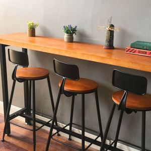 アメリカのヴィンテージ無垢材テーブルシンプルなカフェテーブルと椅子の組み合わせ金属製の高脚ロングテーブルバーカウンター - Product Image 2