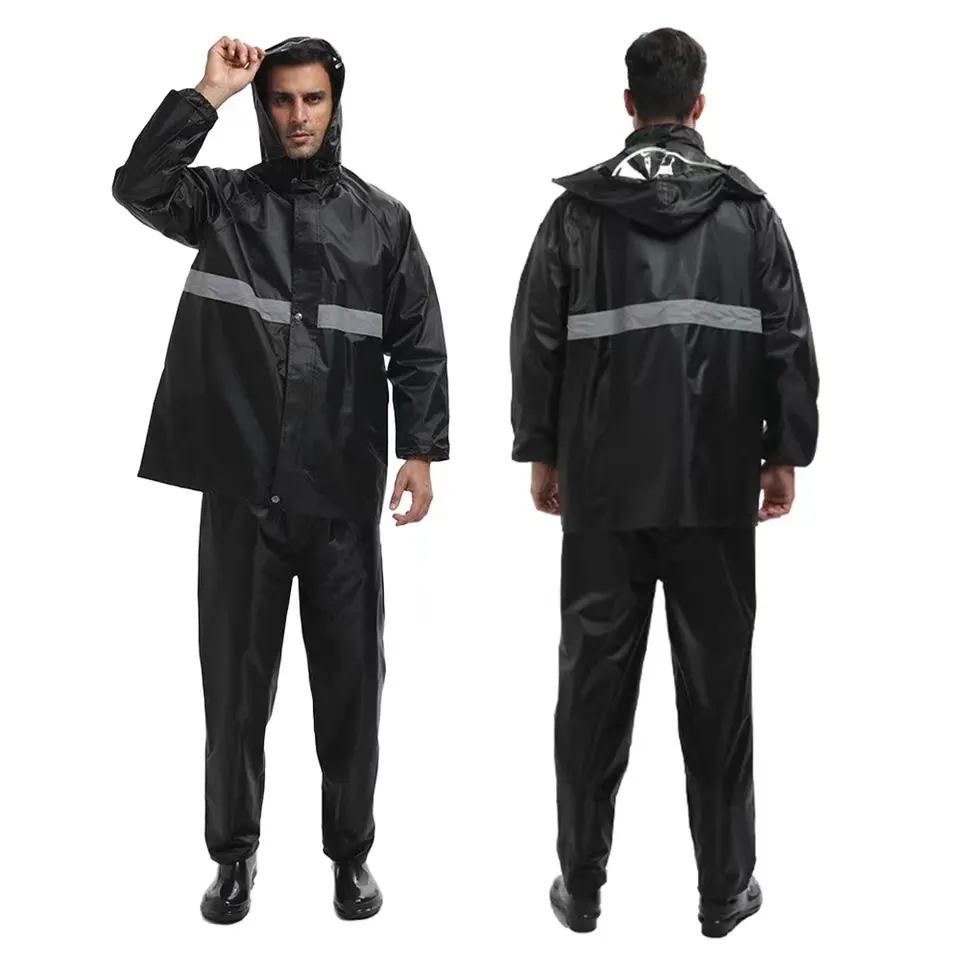 Logo personnalisé PVC manteaux de pluie réfléchissants adultes imperméable pour hommes manteau de pluie imperméable moto costume vestes pantalons