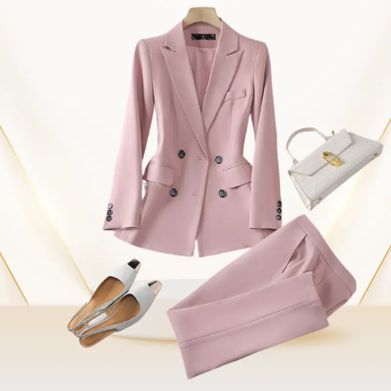 Yüksek kalite takım elbise ofis kadın iş elbisesi kadın resmi kıyafet ceket pantolon iki parçalı Set