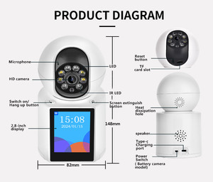 Pantalla IPS de 2,8 pulgadas, red inalámbrica, alarma inteligente, cámara CCTV FHD WiFi, Monitor de bebé, seguridad para el hogar, cámara de videollamada bidireccional - Product Image 4