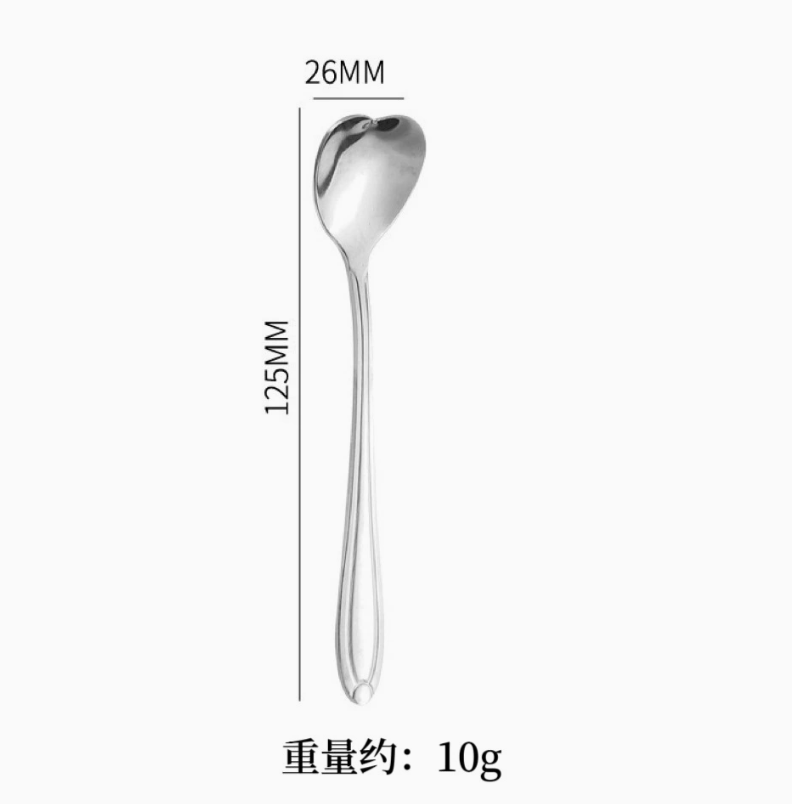 Heart-shaped silver coffee spoon