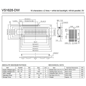 16x2 caratteri Display modulo pannello LCD retroilluminazione a LED bianco - Product Image 2