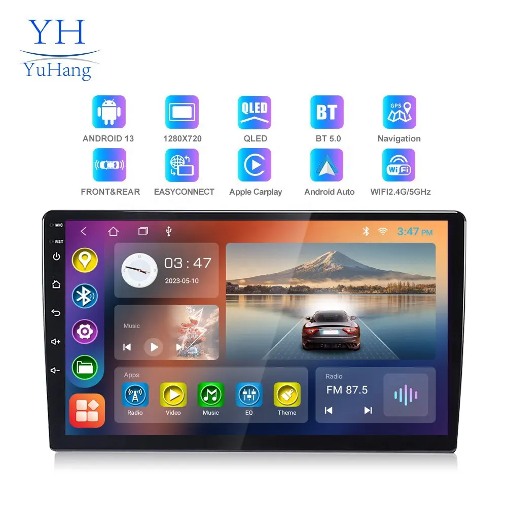 YuHang TS7 مشغل أندرويد ، شاشة سيارة أندرويد 1 بوصة نظام تحديد المواقع والملاحة أندرويد نظام راديو صوتي دي في دي فيديو