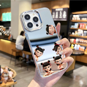 Nezha เคสโทรศัพท์ TPU กระจกแต่งหน้าสำหรับฤดูร้อนกันตกและกันกระแทกเข้ากันได้กับ iPhone 16/15/14/13/12/11/7/8สำหรับ APPL - Product Image 4
