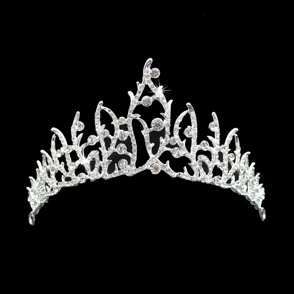 Tiara de boda con diamantes de imitación, corona de Metal y cristal, venta al por mayor, diseño variado