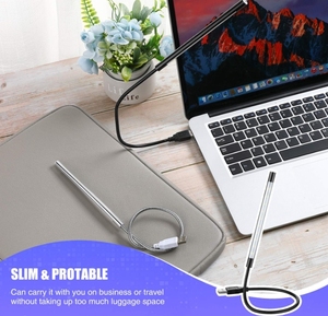 USB светодиодная клавиатура для ноутбука лампа с регулируемой регулировкой, компьютерная лампа с сенсорным переключателем для чтения книг черного и серебристого цвета - Product Image 5