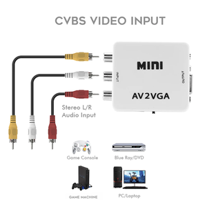 1080P Mini Video Convertor RCA AV to <strong>VGA</strong> Video Converter Conversor with 3.5mm Audio AV2VGA / CVBS + Audio to PC HDTV Converter - Product Image 3