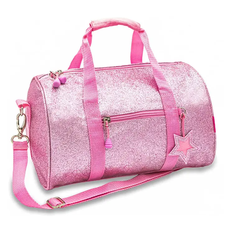 2022 Customized Pink Sequin Sparkle Glitter Small Sport Gym Duffel Tote Ballet Dance Bag Kids Travel Duffle Bag For Girl