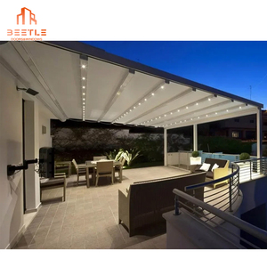 Çatı ve balkon için dış alüminyum alaşımlı çerçeve açık güneşlik motorlu geri çekilebilir raylı tente - Product Image 2