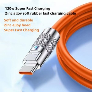 120W süper hızlı şarj LED göstergesi tip-c USB kablosu çinko alaşımlı makine 6A Bold silikon konuk kablosu ile yazıcı için - Product Image 4