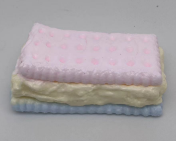 Soda flavored sandwich cookies in pink color