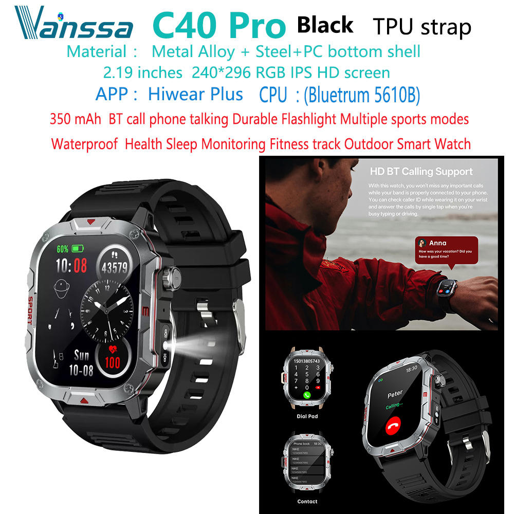 Montre intelligente TPU noire C40-pro-fitness-tracker-outdoor-sport