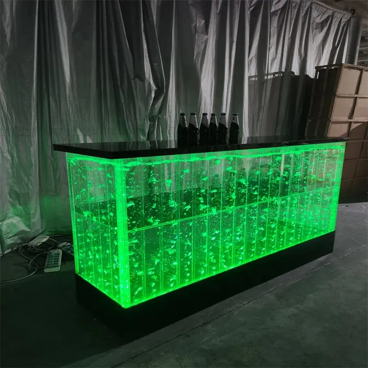 Moderne Barmöbel mit individuellem Design RGB LED-Licht Acryl-Wasserblasenbrunnen für Lounge LED-Bartheke