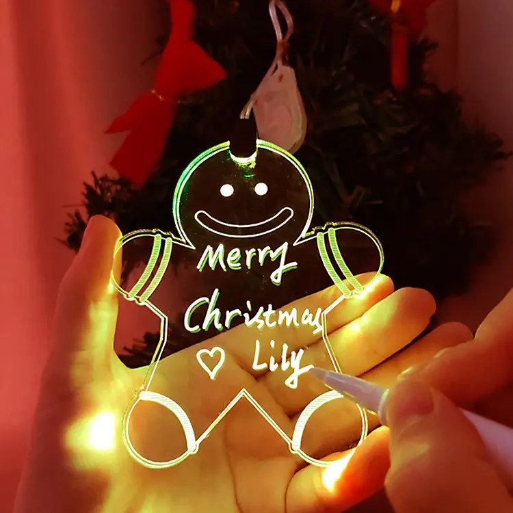 Lampu akrilik warna-warni boneka Natal bola Natal & ornamen pohon untuk hadiah Natal dan dekorasi rumah