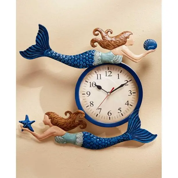 Relógio de parede personalizado de pingente antigo, relógio de metal sealife, relógio de parede