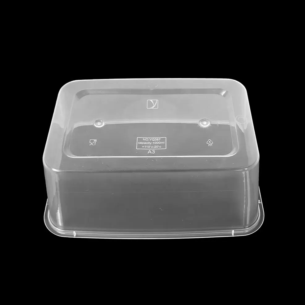 1000ml पीपी प्लास्टिक पेंट्री भंडारण खाद्य बॉक्स, आयताकार बाहर ले ढक्कन के साथ खाद्य कंटेनर
