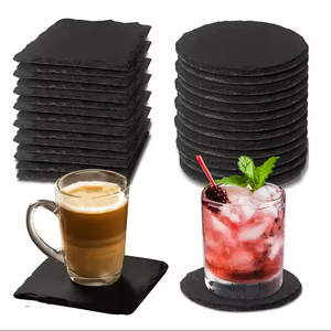 Vuông Đen Đá <span class=keywords><strong>Slate</strong></span> đế lót ly 4 inch uống Thảm thanh <span class=keywords><strong>Slate</strong></span> đế lót ly cho khắc cạnh tự nhiên Whisky bảng thảm - Product Image 2