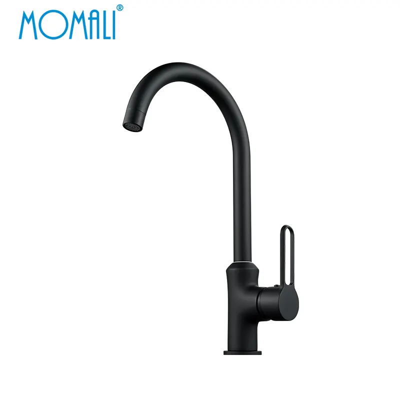 Momali hot and cold water swivel spout brass black gun metal grey kitchen faucet