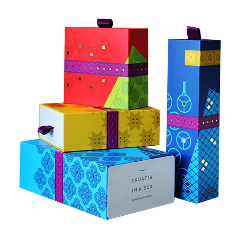 Luxus harte starre Pappe Luxus Schiebe box mit Band Seil Geschenk hülle Schubladen box Verpackung