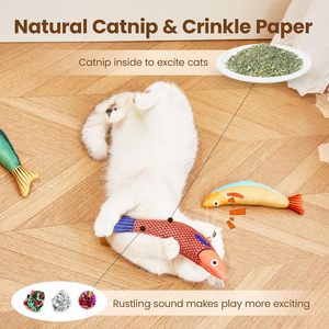 鱼形定制毛绒玩具带猫薄荷宠物咀嚼玩具宠物互动运动玩具 - Product Image 3