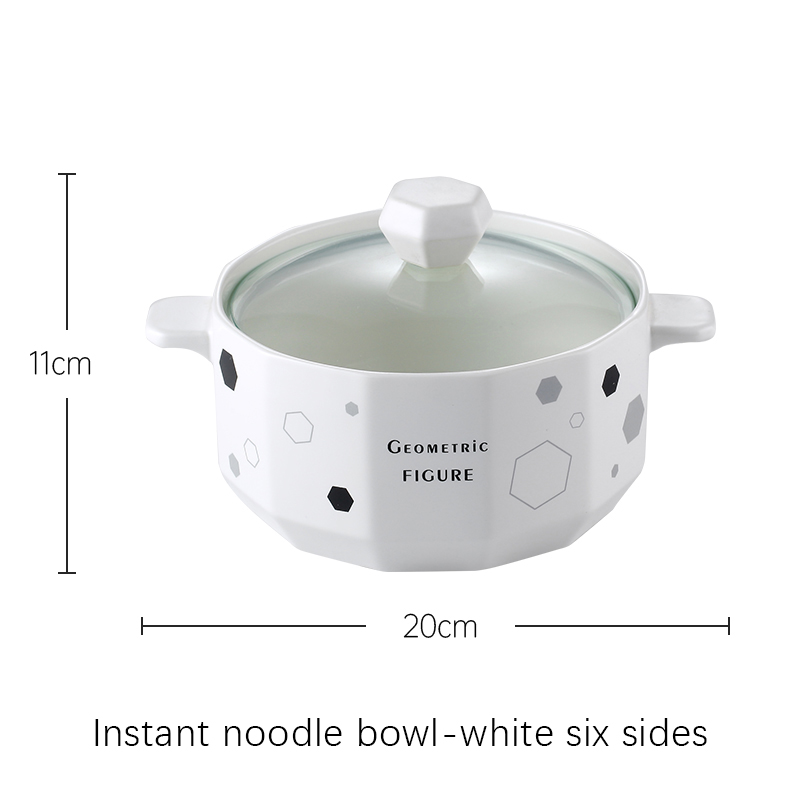 Bol à nouilles instantanées-blanc six côtés