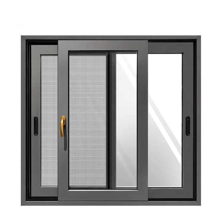 Ventana deslizante de aluminio, ventana de doble acristalamiento, marco de aluminio